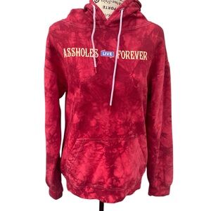 Assholes Live‎ Forever, Red Tie Dye Spade Hoodie, Size S, EUC
